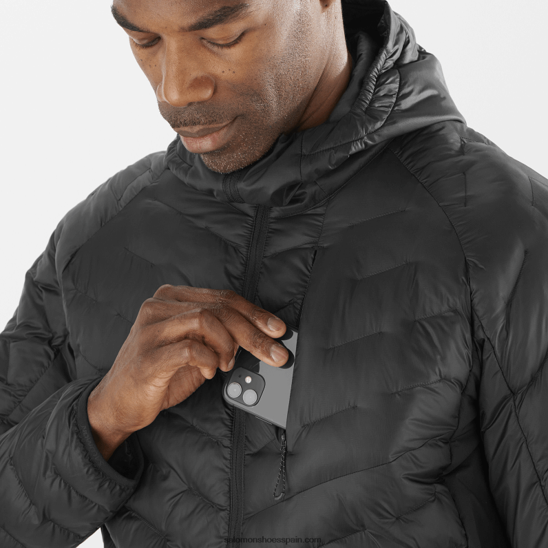 chaqueta con capucha y aislamiento para hombre - contorno primaloft Salomon 00B0PZ1087 profundo negro