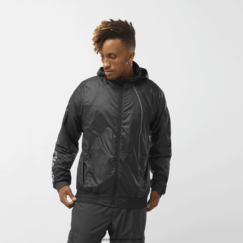 chaqueta cortavientos con capucha para hombre - equipe Salomon 00B0PZ1086 profundo negro