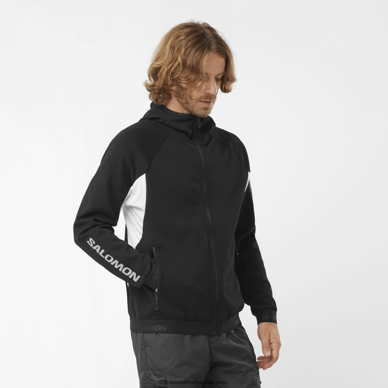 chaqueta de capa intermedia con cremallera completa para hombre - equipe Salomon 00B0PZ1110 negro profundo/blanco