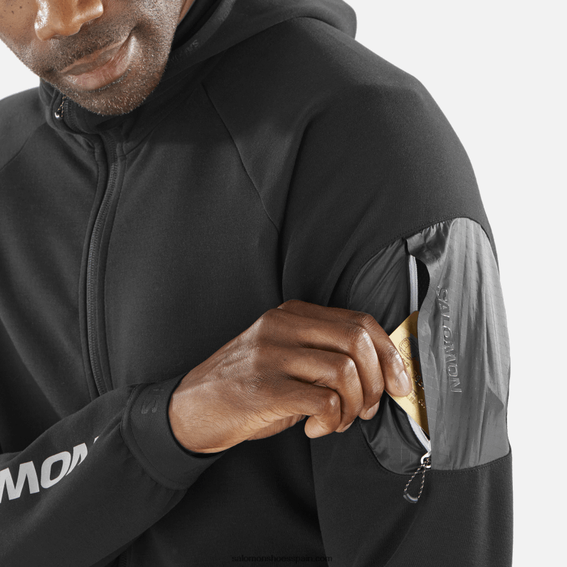 chaqueta de capa intermedia con cremallera completa para hombre - equipe Salomon 00B0PZ1110 negro profundo/blanco