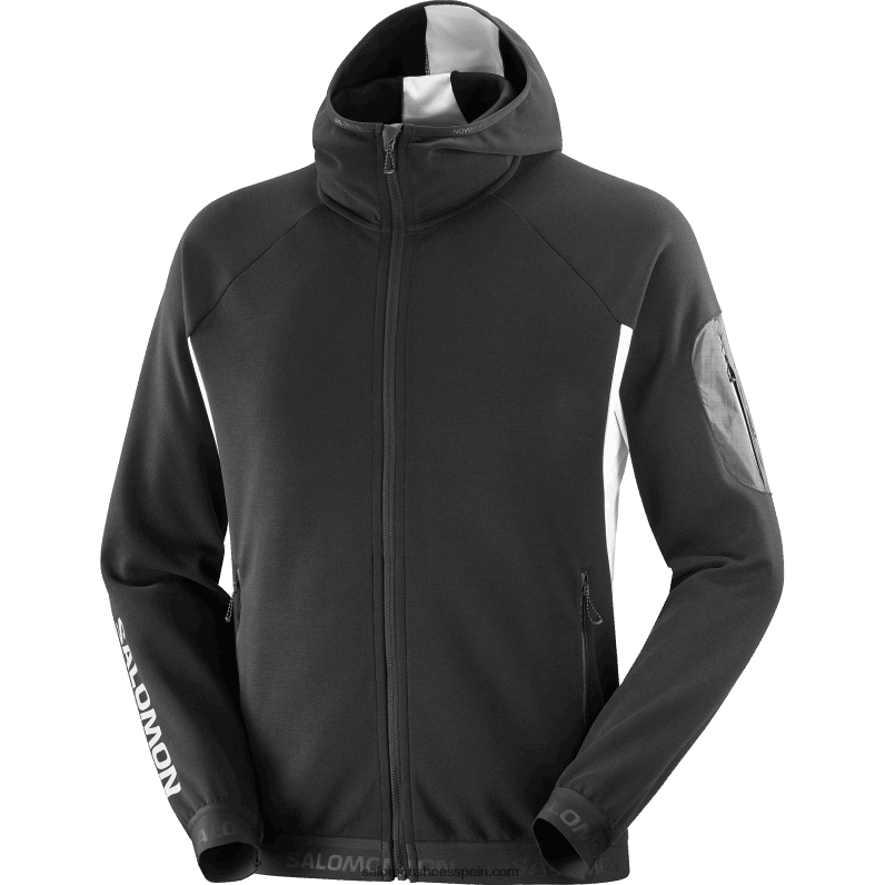 chaqueta de capa intermedia con cremallera completa para hombre - equipe Salomon 00B0PZ1110 negro profundo/blanco