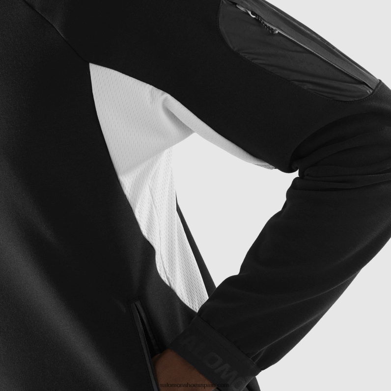 chaqueta de capa intermedia con cremallera completa para hombre - equipe Salomon 00B0PZ1110 negro profundo/blanco