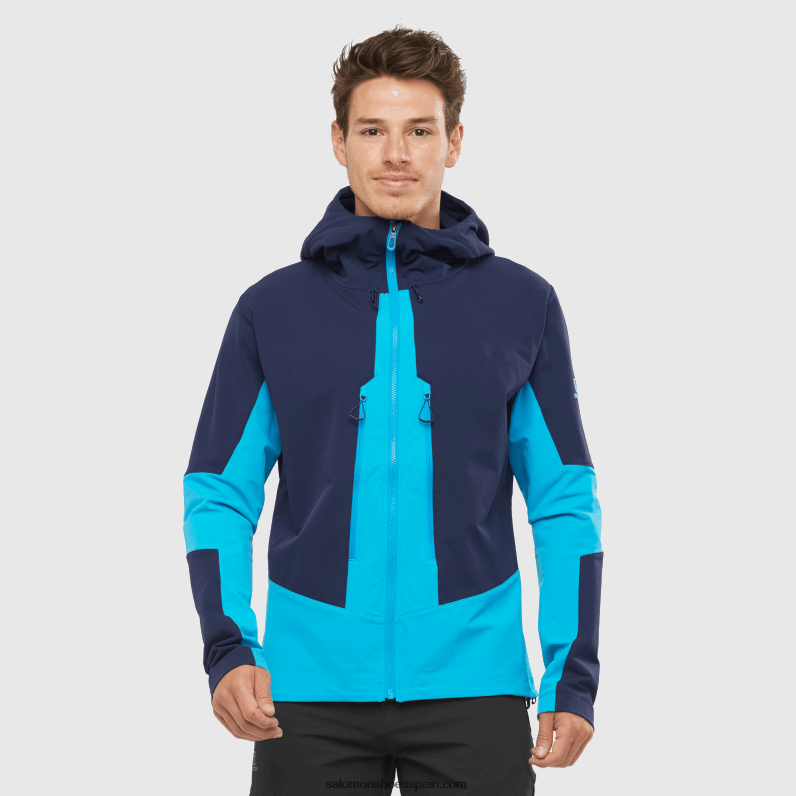 chaqueta de capa intermedia con cremallera completa para hombre - outpeak softshell Salomon 00B0PZ1109 cielo nocturno/barrera de coral
