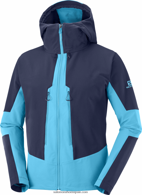 chaqueta de capa intermedia con cremallera completa para hombre - outpeak softshell Salomon 00B0PZ1109 cielo nocturno/barrera de coral