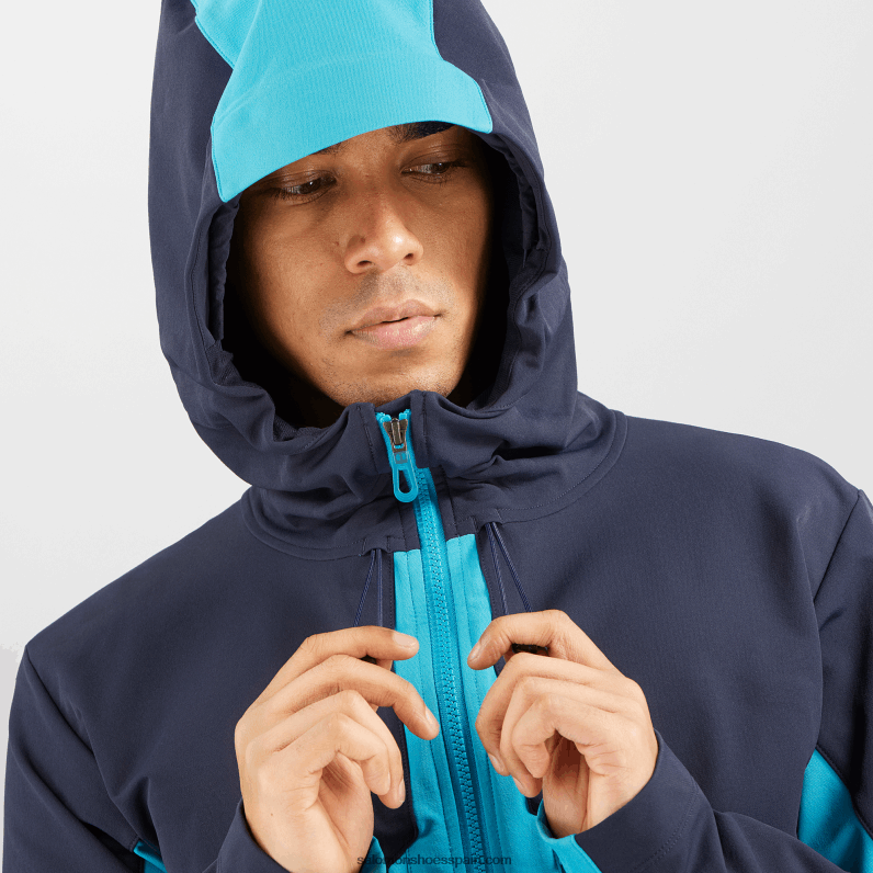 chaqueta de capa intermedia con cremallera completa para hombre - outpeak softshell Salomon 00B0PZ1109 cielo nocturno/barrera de coral