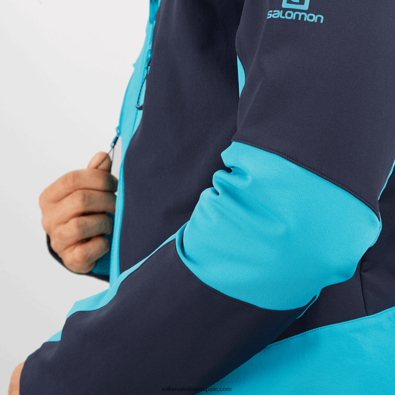 chaqueta de capa intermedia con cremallera completa para hombre - outpeak softshell Salomon 00B0PZ1109 cielo nocturno/barrera de coral