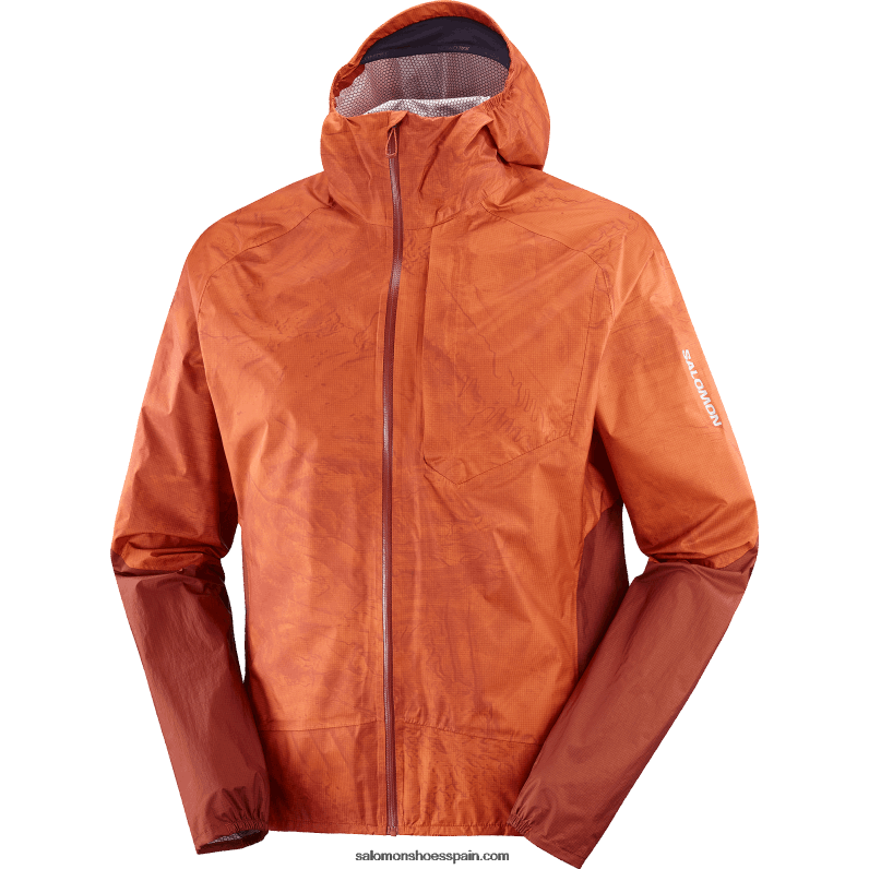 chaqueta impermeable para hombre - bonatti impermeable Salomon 00B0PZ1100 ocre tostado/ao/henna tostada