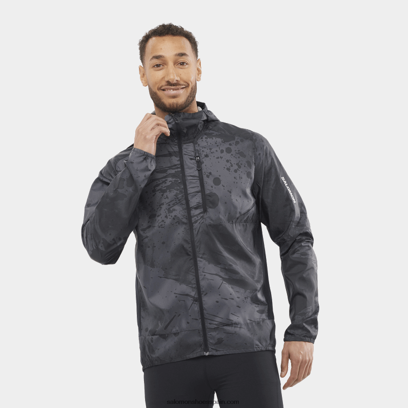 cortavientos de hombre con capucha - bonatti cross wind Salomon 00B0PZ1095 negro profundo/ao/periscopio