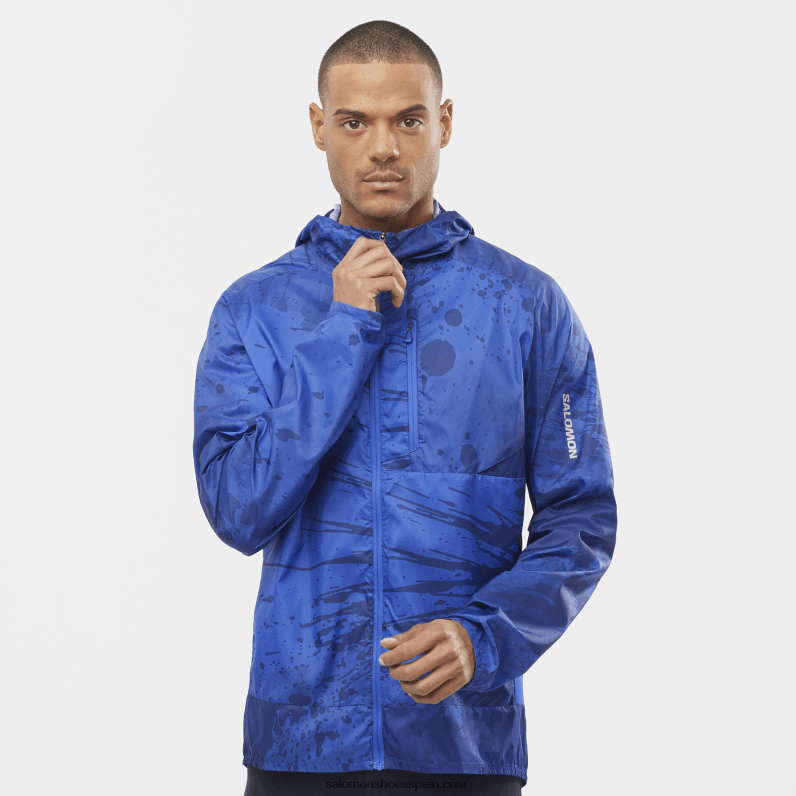 cortavientos de hombre con capucha - bonatti cross wind Salomon 00B0PZ1097 azul náutico/ao/peonía azul marino