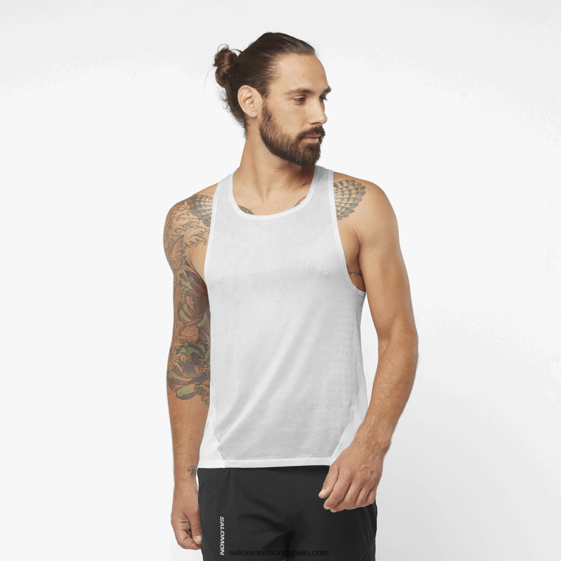 Camiseta sin mangas para hombre - sense aero Salomon 00B0PZ1194 blanco/hongo ostra