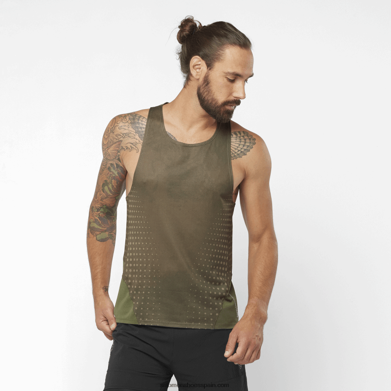 Camiseta sin mangas para hombre - sense aero Salomon 00B0PZ1195 hoja de parra/noche del bosque