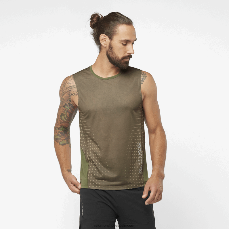 Camiseta sin mangas para hombre - sense aero Salomon 00B0PZ242 hoja de parra/verde oscuro