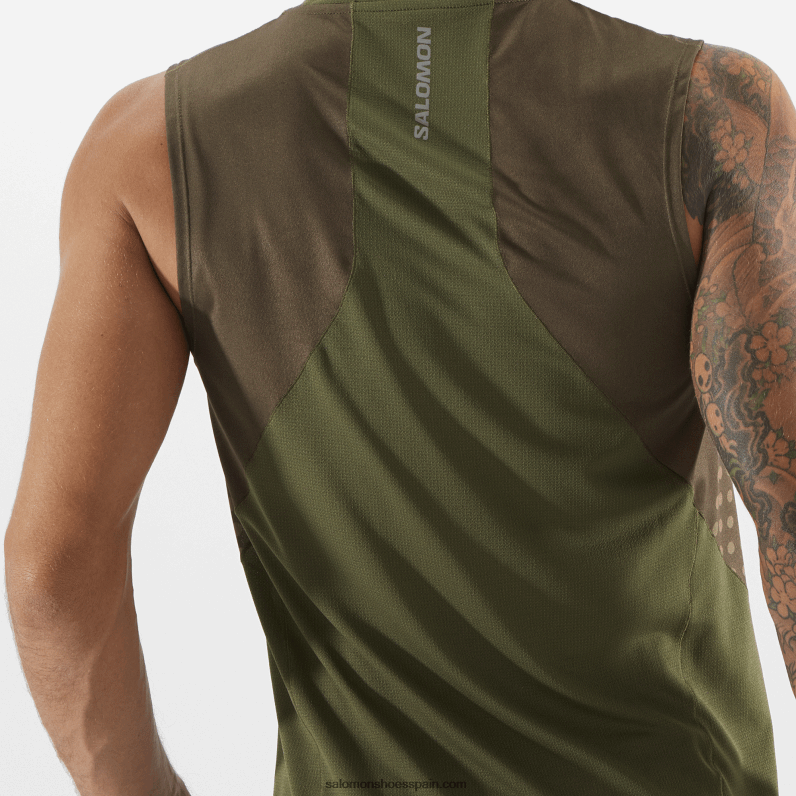 Camiseta sin mangas para hombre - sense aero Salomon 00B0PZ242 hoja de parra/verde oscuro
