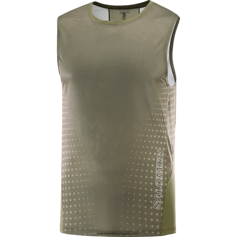 Camiseta sin mangas para hombre - sense aero Salomon 00B0PZ242 hoja de parra/verde oscuro