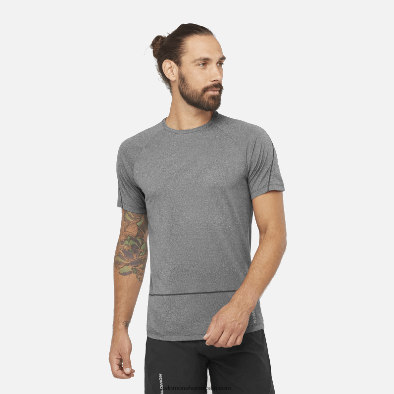 camiseta de manga corta para hombre - cross run Salomon 00B0PZ232 negro profundo/brezo