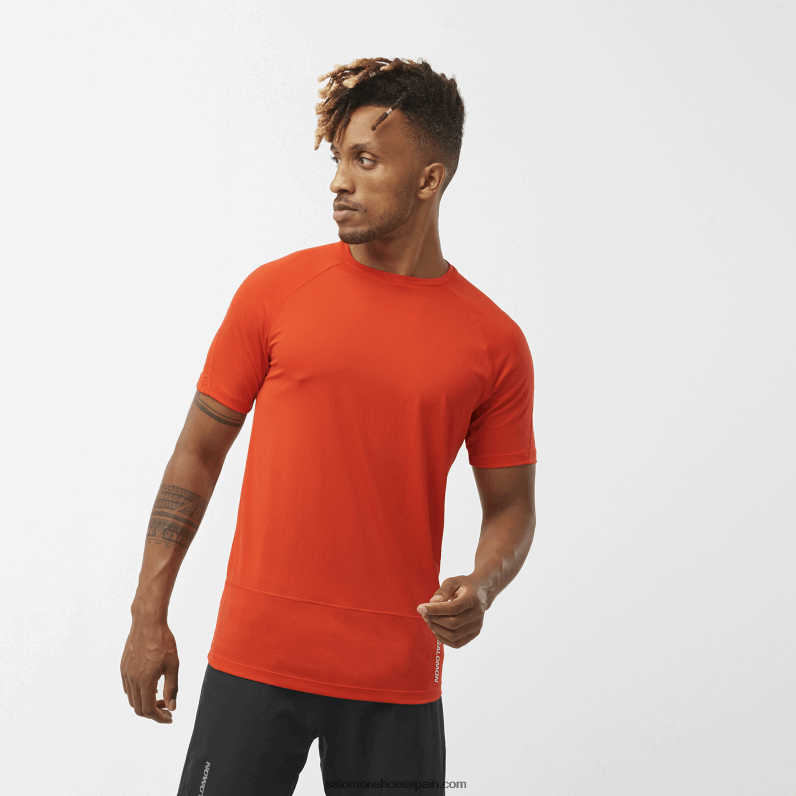 camiseta de manga corta para hombre - cross run Salomon 00B0PZ233 rojo fuego