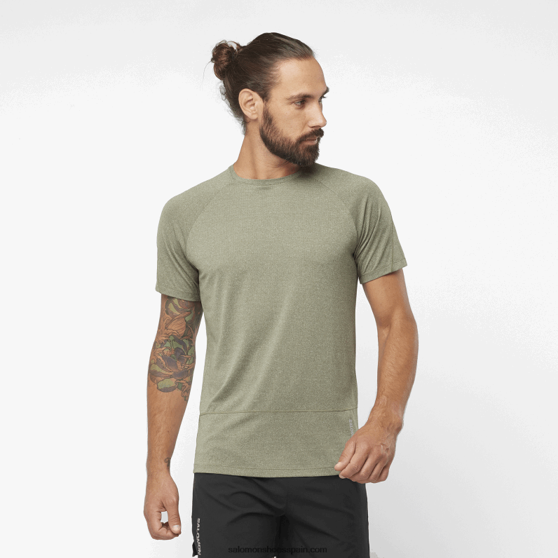 camiseta de manga corta para hombre - cross run Salomon 00B0PZ237 hoja de parra/brezo