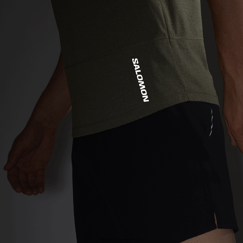 camiseta de manga corta para hombre - cross run Salomon 00B0PZ237 hoja de parra/brezo