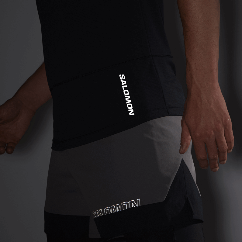 camiseta de manga corta para hombre - cross run Salomon 00B0PZ238 profundo negro