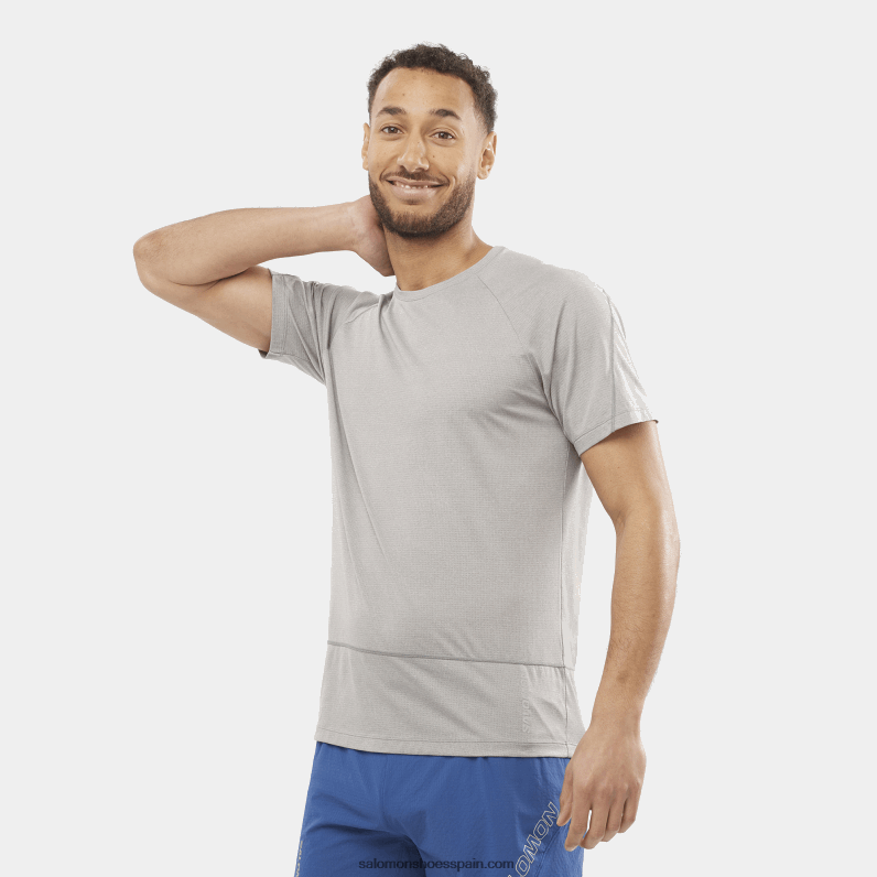 camiseta de manga corta para hombre - cross run Salomon 00B0PZ239 aleación/brezo