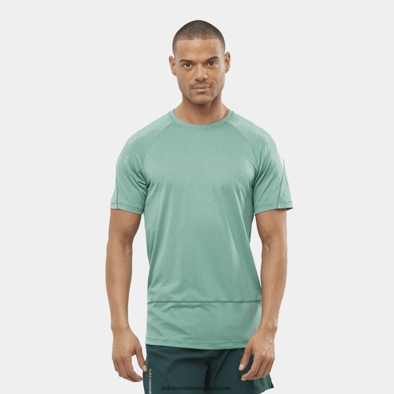 camiseta de manga corta para hombre - cross run Salomon 00B0PZ241 pacífico/brezo