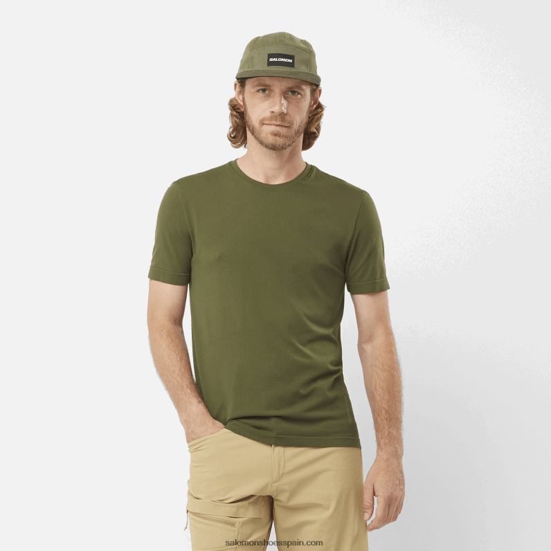 camiseta de manga corta para hombre - esencial sin costuras Salomon 00B0PZ246 hoja de parra/noche del bosque