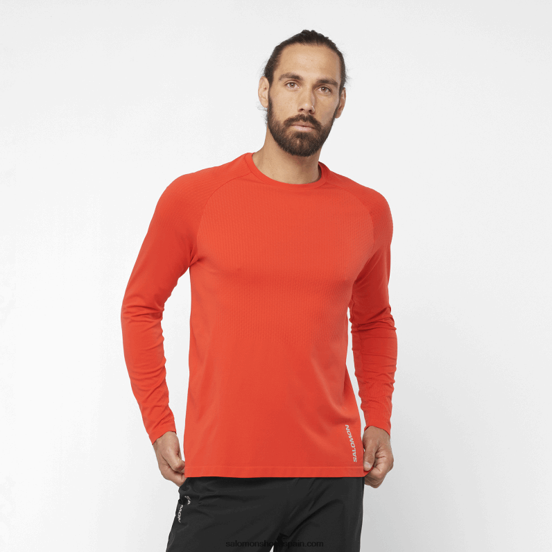 camiseta de manga larga para hombre - sense aero sin costuras Salomon 00B0PZ231 rojo fuego