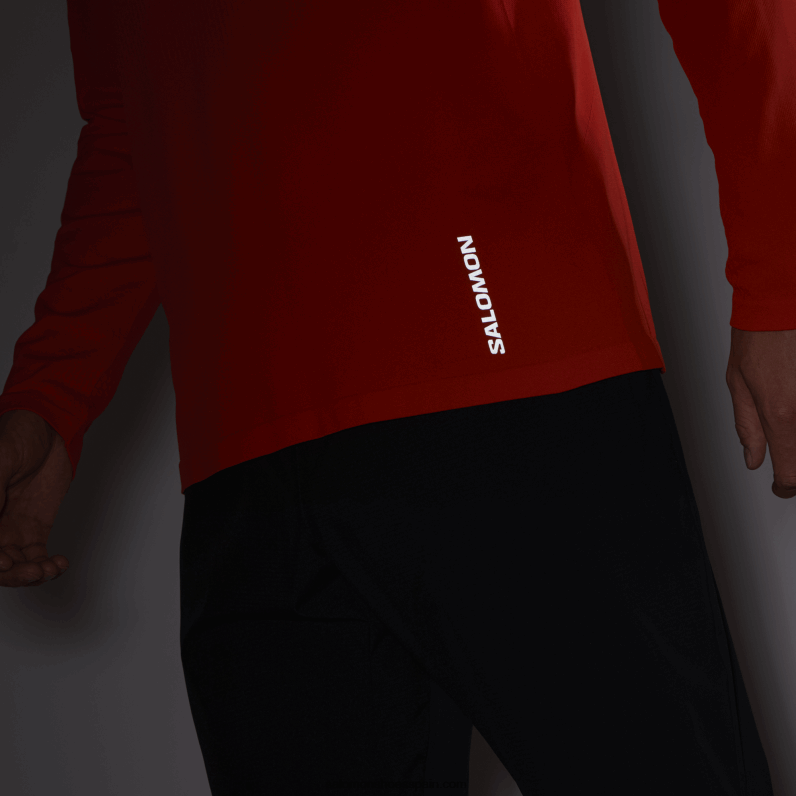 camiseta de manga larga para hombre - sense aero sin costuras Salomon 00B0PZ231 rojo fuego