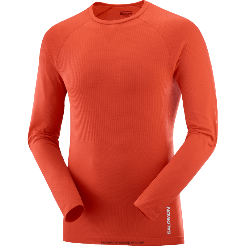 camiseta de manga larga para hombre - sense aero sin costuras Salomon 00B0PZ231 rojo fuego