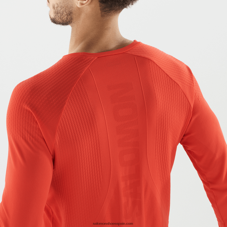 camiseta de manga larga para hombre - sense aero sin costuras Salomon 00B0PZ231 rojo fuego