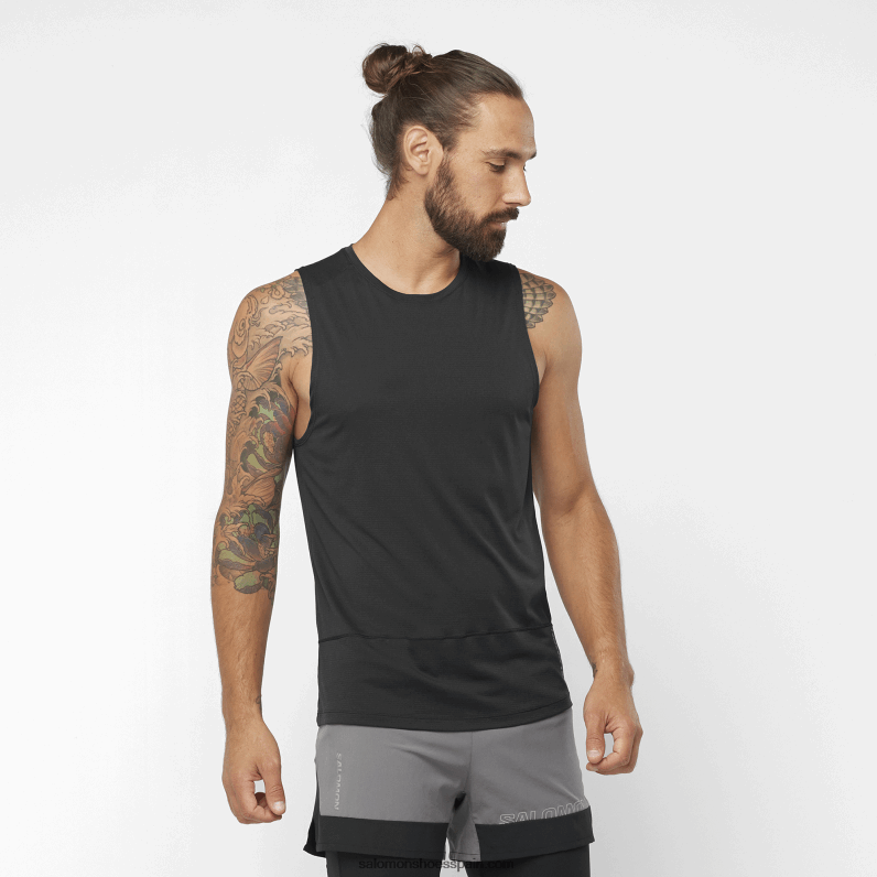 camiseta de tirantes para hombre - cross run Salomon 00B0PZ226 profundo negro
