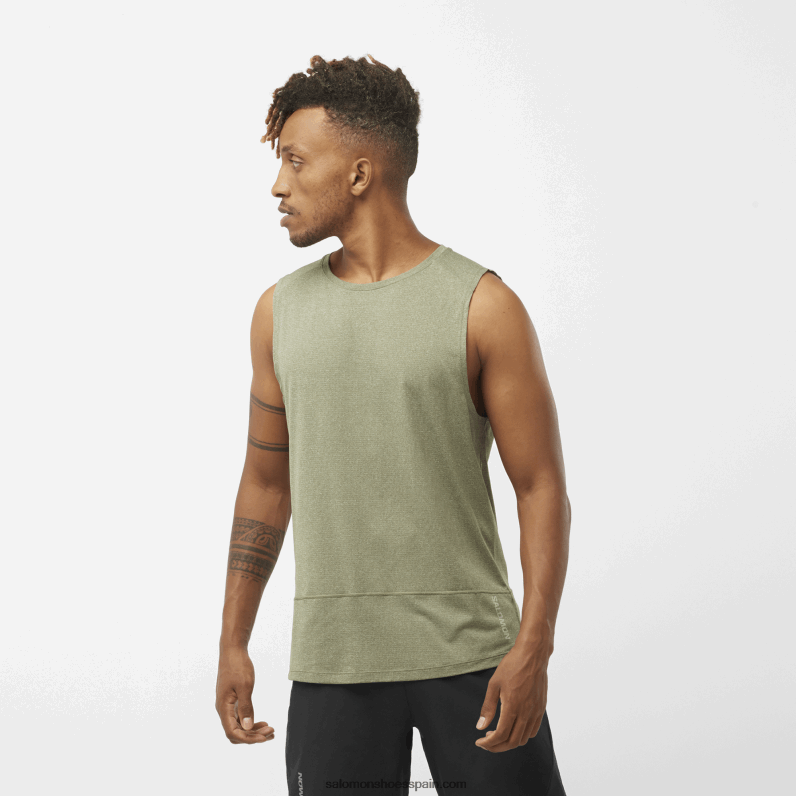 camiseta de tirantes para hombre - cross run Salomon 00B0PZ227 hoja de parra/brezo