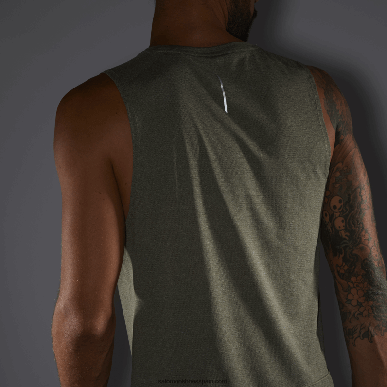 camiseta de tirantes para hombre - cross run Salomon 00B0PZ227 hoja de parra/brezo