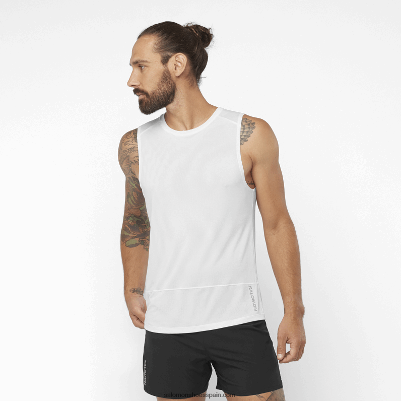 camiseta de tirantes para hombre - cross run Salomon 00B0PZ228 blanco