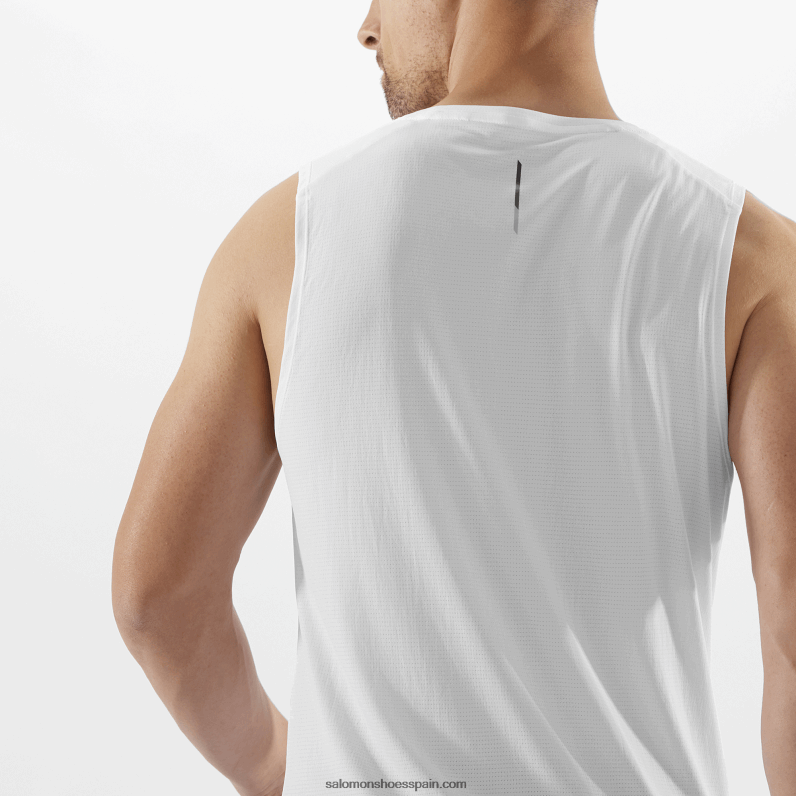 camiseta de tirantes para hombre - cross run Salomon 00B0PZ228 blanco