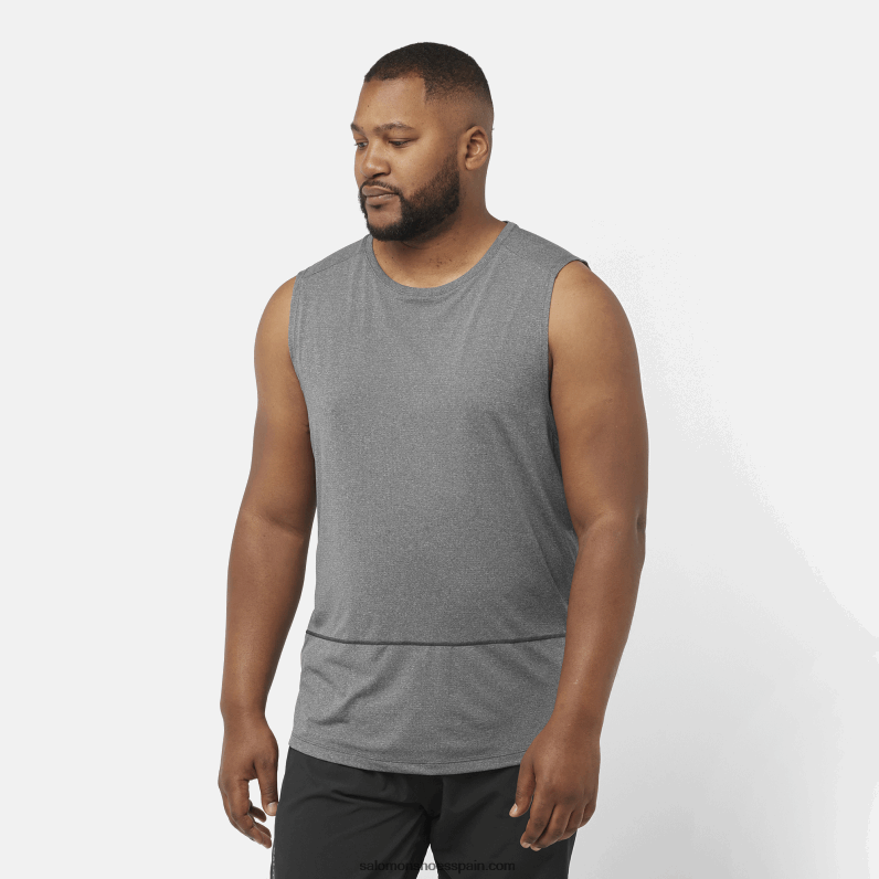 camiseta de tirantes para hombre - cross run Salomon 00B0PZ229 negro profundo/brezo