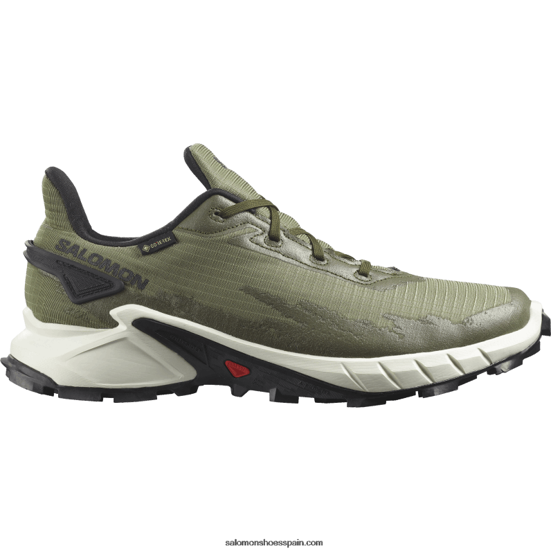 zapatillas de trail running para hombre - alphacross 4 gore-tex Salomon 00B0PZ1476 verde liquen profundo/hielo vainilla/noche oliva