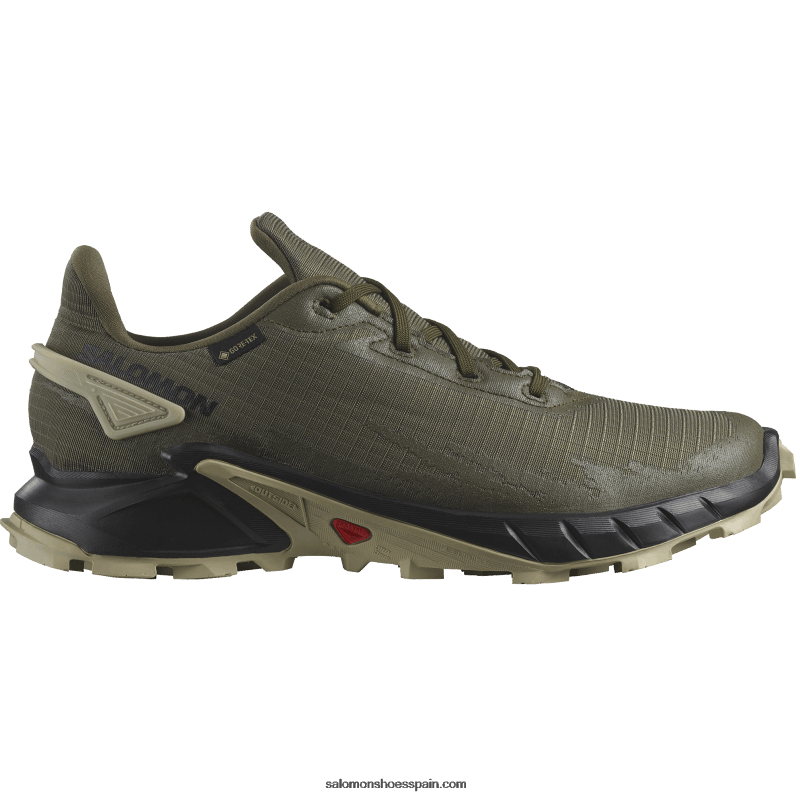 zapatillas de trail running para hombre - alphacross 4 gore-tex Salomon 00B0PZ1477 noche oliva/negro/gris musgo