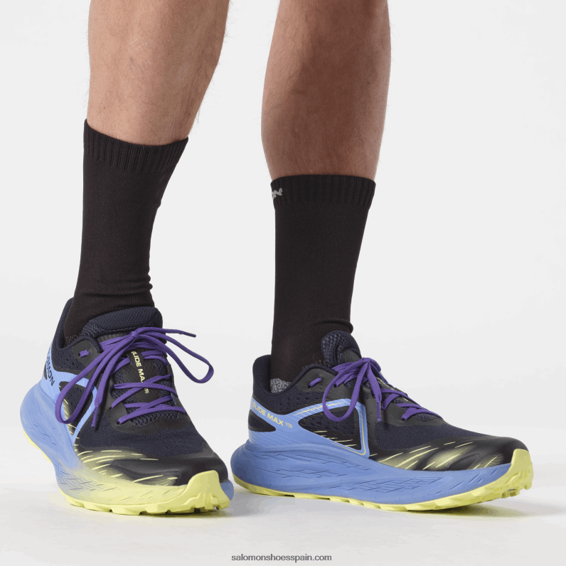zapatillas de trail running para hombre - glide max tr Salomon 00B0PZ1448 cielo granada/zafiro oscuro/lima soleado