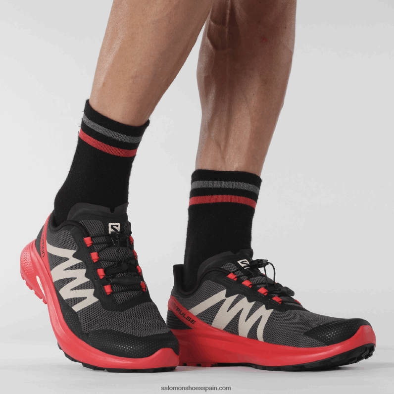 zapatillas de trail running para hombre - hypulse Salomon 00B0PZ1484 imán/rojo amapola/negro