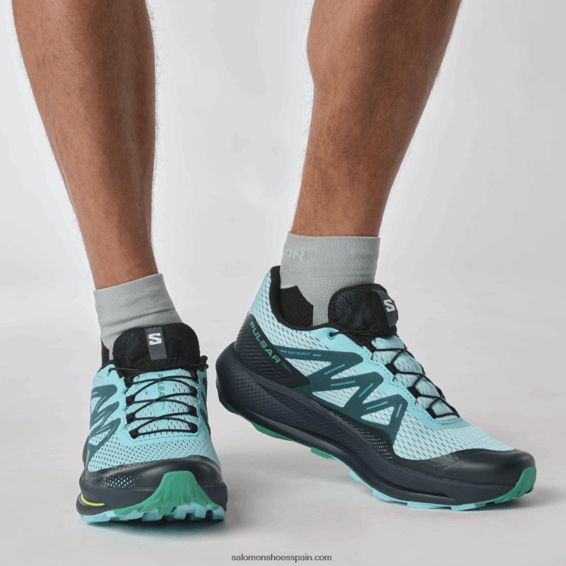 zapatillas de trail running para hombre - pulsar trail Salomon 00B0PZ1460 resplandor azul/carbono/esmeralda