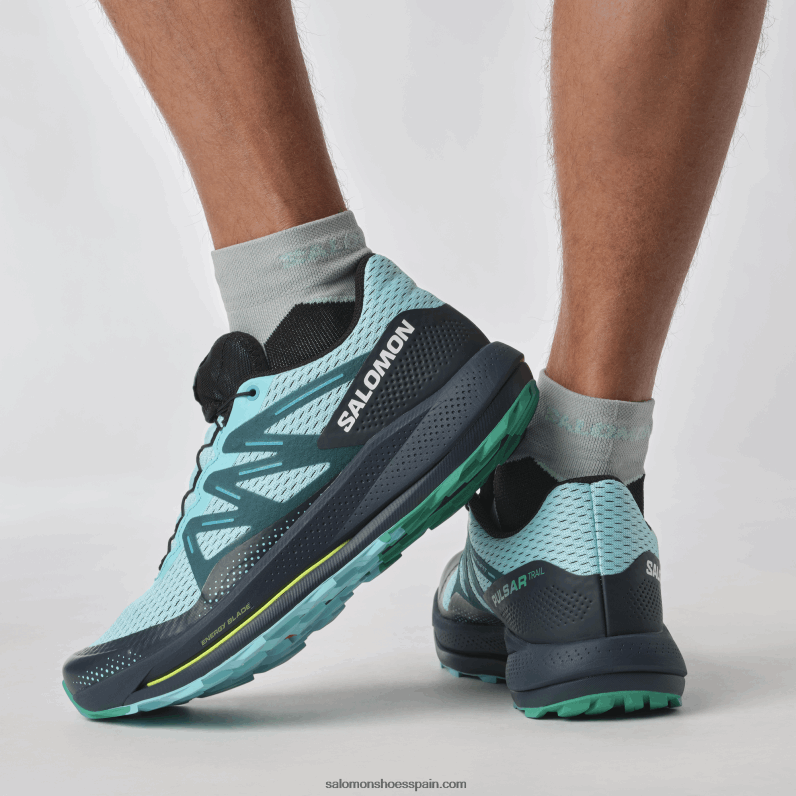 zapatillas de trail running para hombre - pulsar trail Salomon 00B0PZ1460 resplandor azul/carbono/esmeralda