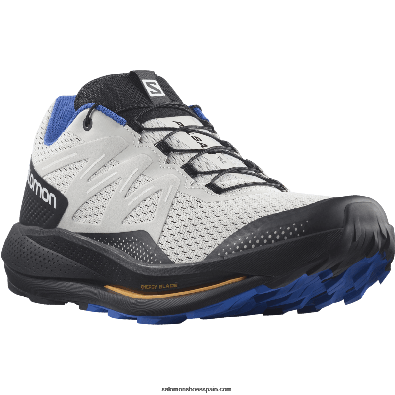 zapatillas de trail running para hombre - pulsar trail Salomon 00B0PZ1461 roca lunar/negro/azul deslumbrante