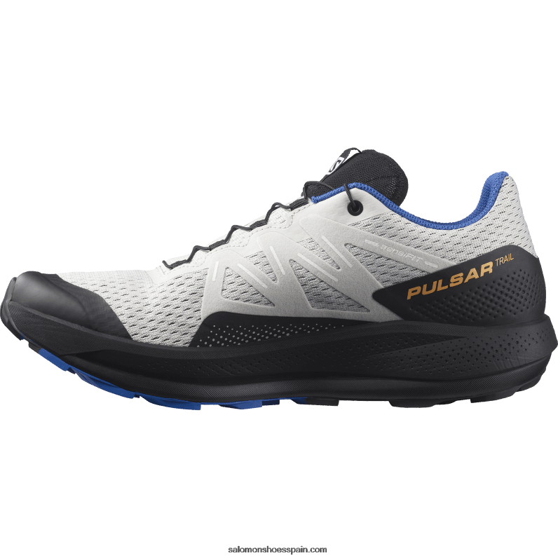 zapatillas de trail running para hombre - pulsar trail Salomon 00B0PZ1461 roca lunar/negro/azul deslumbrante