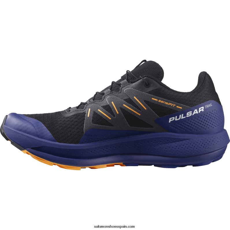 zapatillas de trail running para hombre - pulsar trail Salomon 00B0PZ1462 negro/azul clemátide/naranja resplandeciente