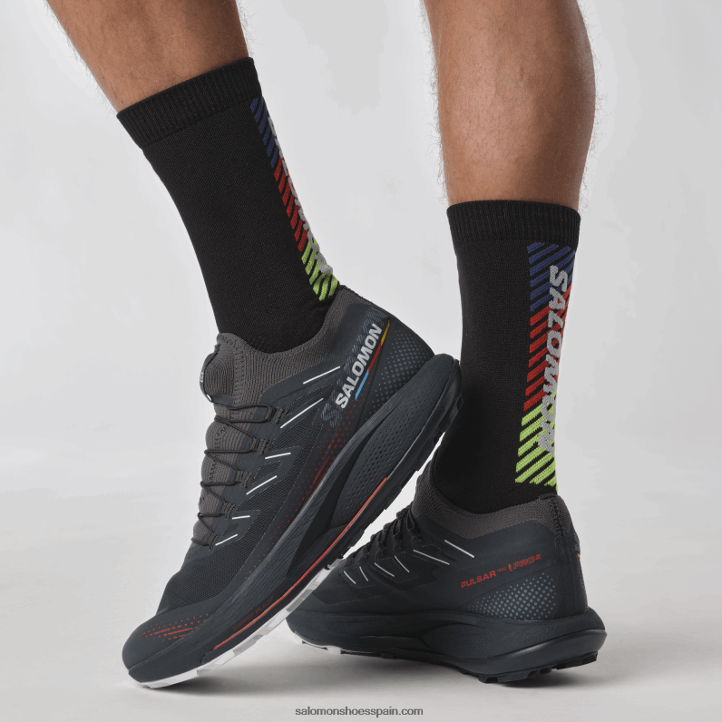 zapatillas de trail running para hombre - pulsar trail pro 2 Salomon 00B0PZ1436 carbón/rojo fuego/hielo ártico