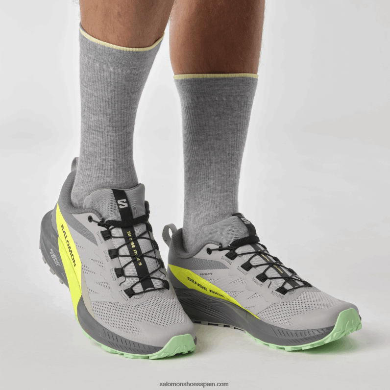 zapatillas de trail running para hombre - sense ride 5 Salomon 00B0PZ1431 aleación/sombra silenciosa/amarillo de seguridad