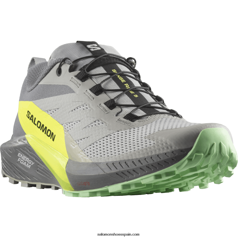 zapatillas de trail running para hombre - sense ride 5 Salomon 00B0PZ1431 aleación/sombra silenciosa/amarillo de seguridad