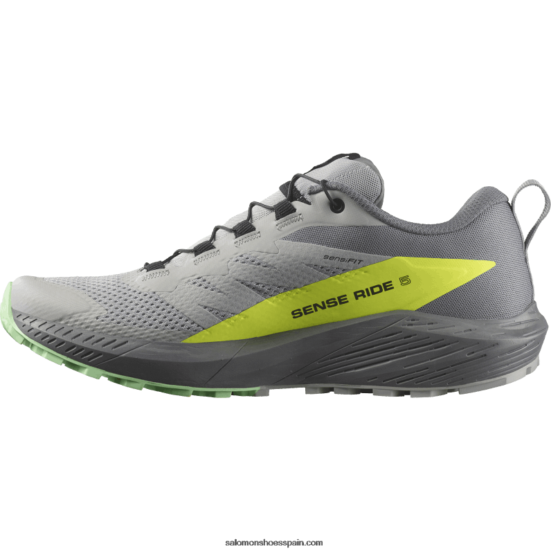 zapatillas de trail running para hombre - sense ride 5 Salomon 00B0PZ1431 aleación/sombra silenciosa/amarillo de seguridad