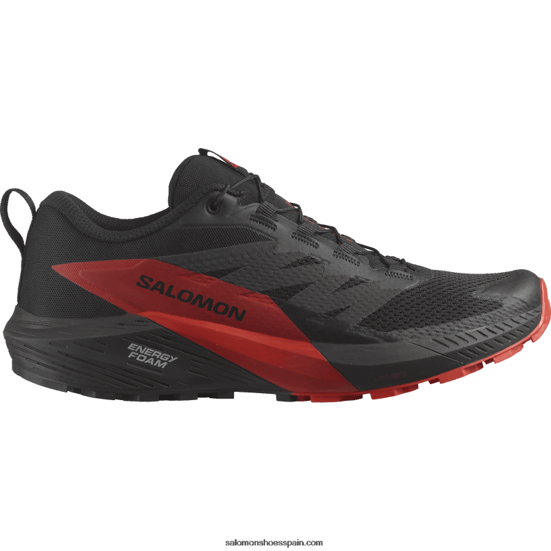 zapatillas de trail running para hombre - sense ride 5 Salomon 00B0PZ1432 negro/rojo fuego